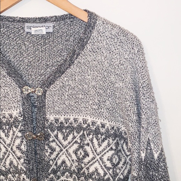 SPLEND’OR Knit Cardigan Sweater Gray Wool Blend Size Medium EUC - Picture 2 of 6
